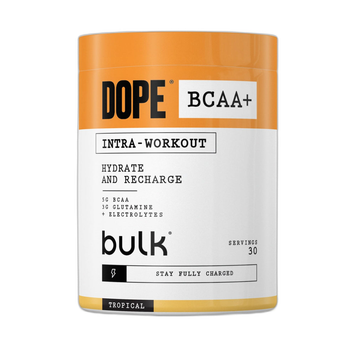 BULK POWDERS Dope BCAA+ Intra-Workout Powder - Tropical Flavour | 360g | 30 Servings | 5g BCAAs