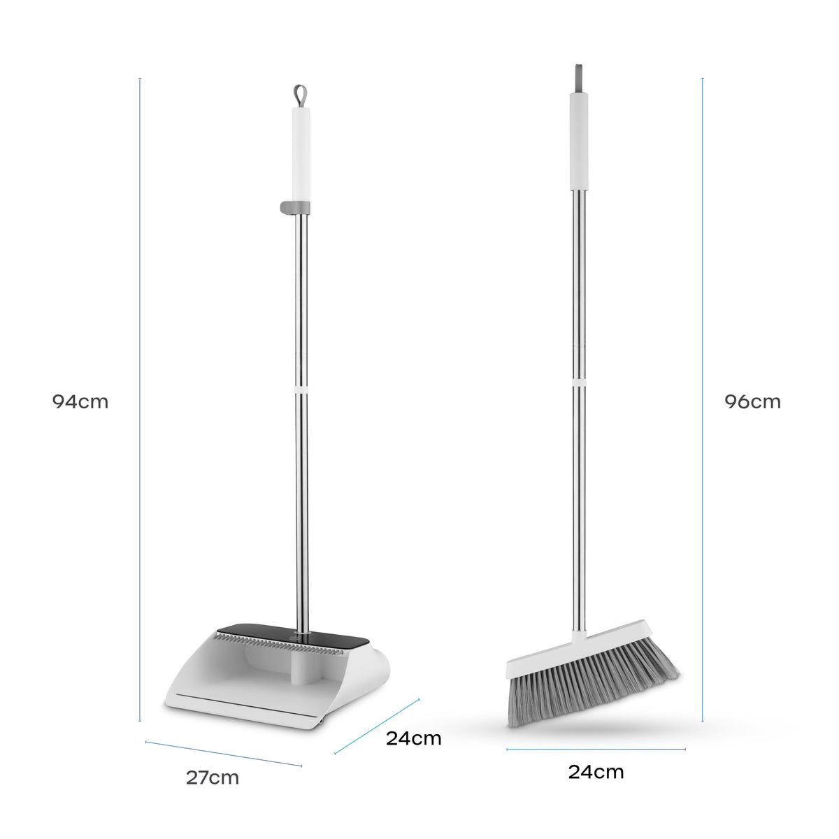Swan Long Handled Dustpan and Brush Set - Posture-Positive Design | Angled Brush Head | White 6
