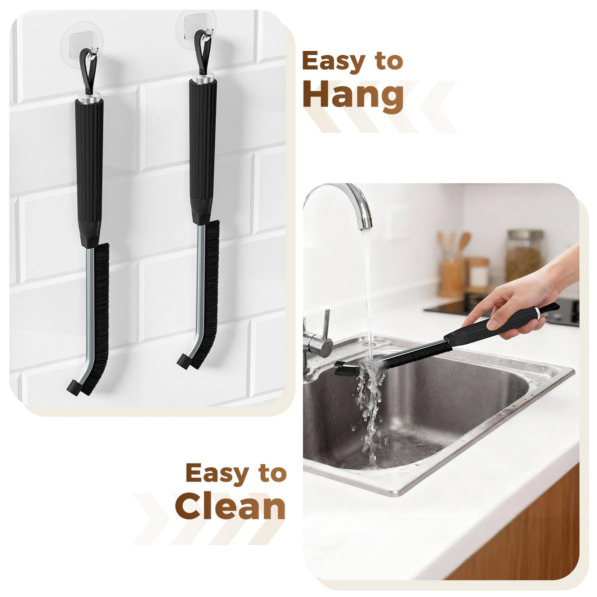 Oderra Crevice Cleaning Brush - 4 Pcs | Hard Bristle | Black 6