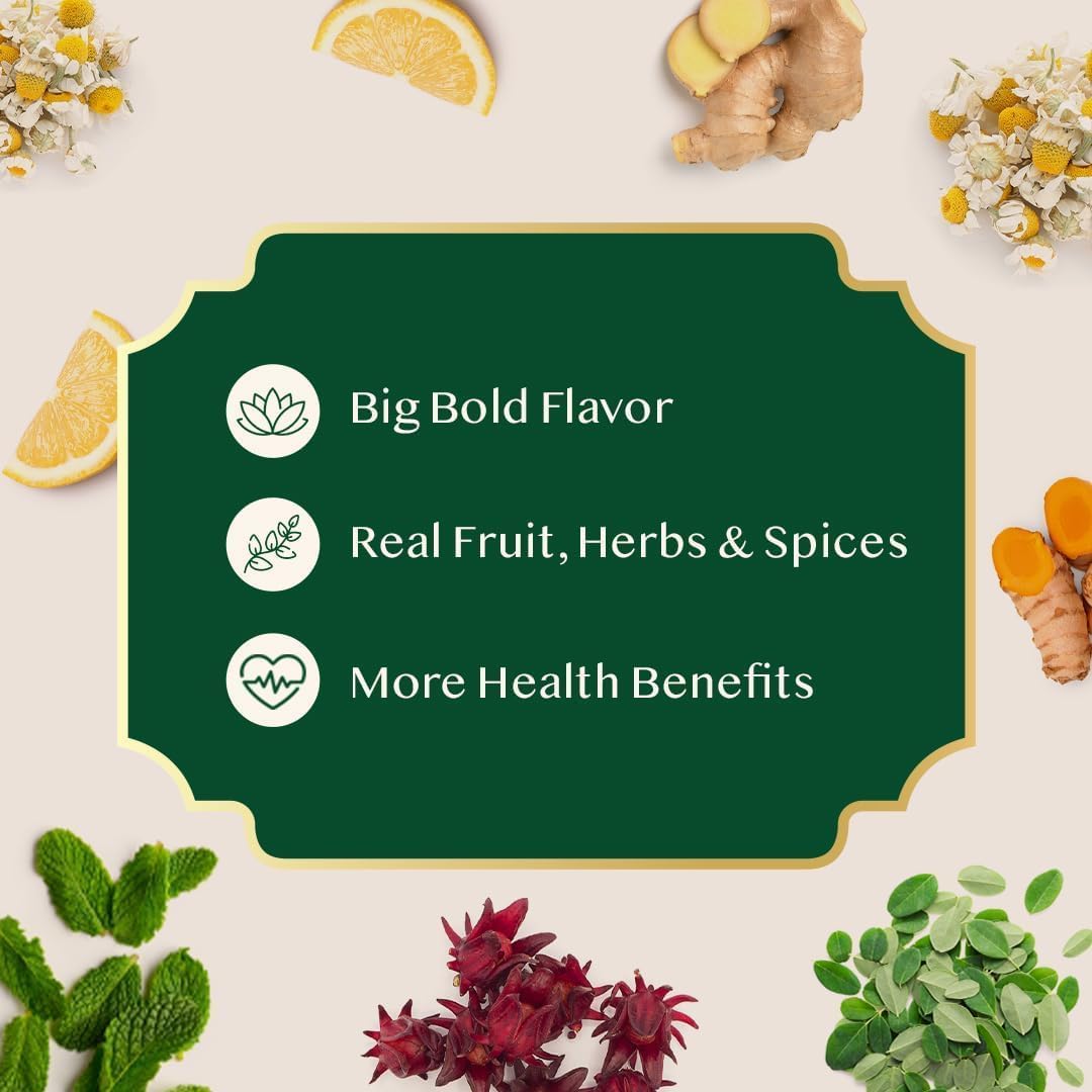 VAHDAM Herbal Tea Sampler - 36 Caffeine-Free Tea Bags | 6 Flavors | Eco-Friendly 6