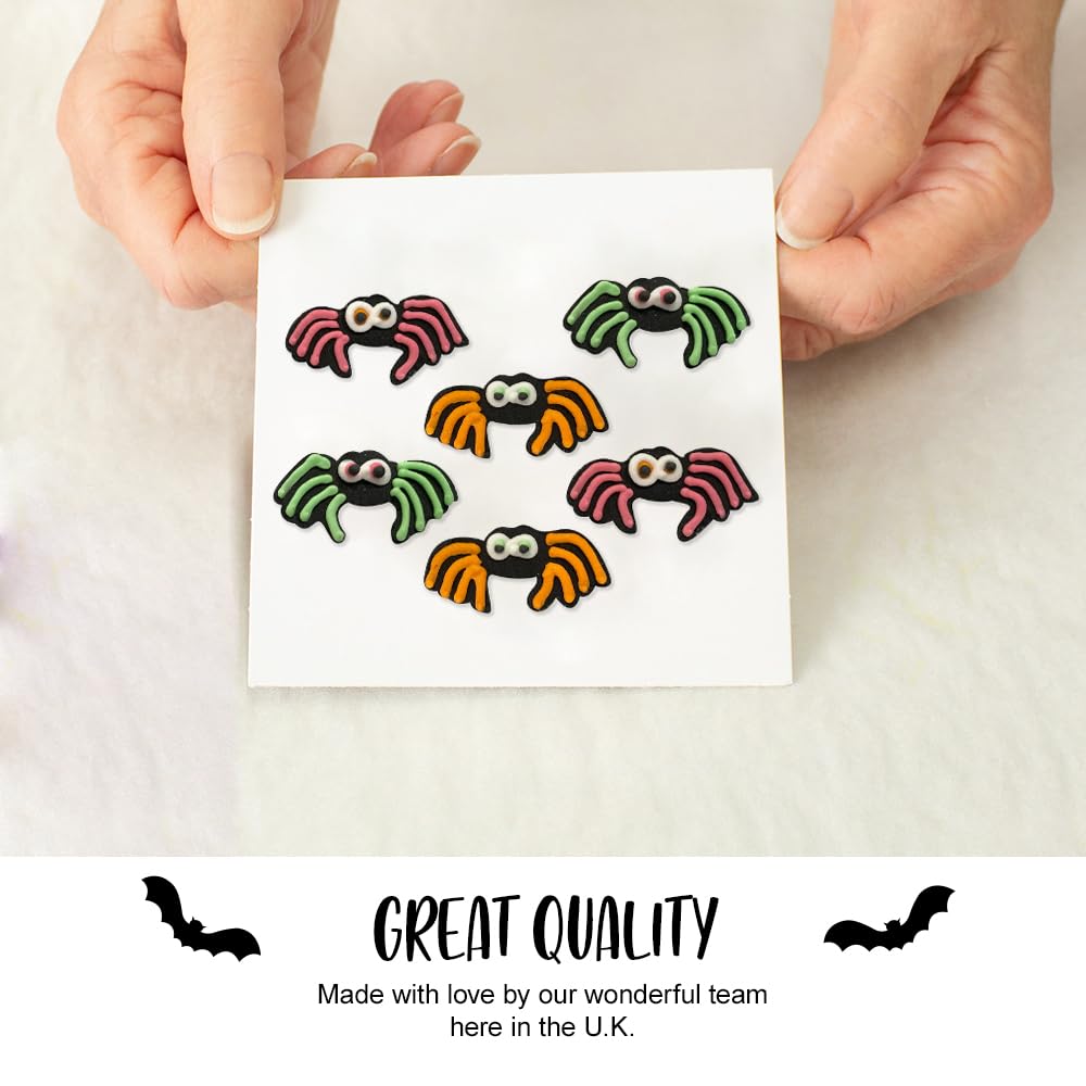 Anniversary House 6pcs Halloween Neon Spider Edible Cake Toppers - 4cm 5