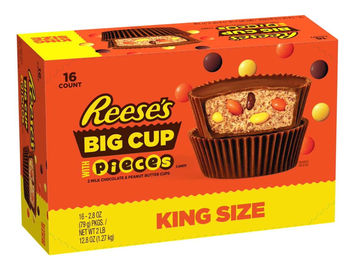 Reese's Milk Chocolate Peanut Butter Cups with Reese's Pieces, Giant Size, 16 Packs 1