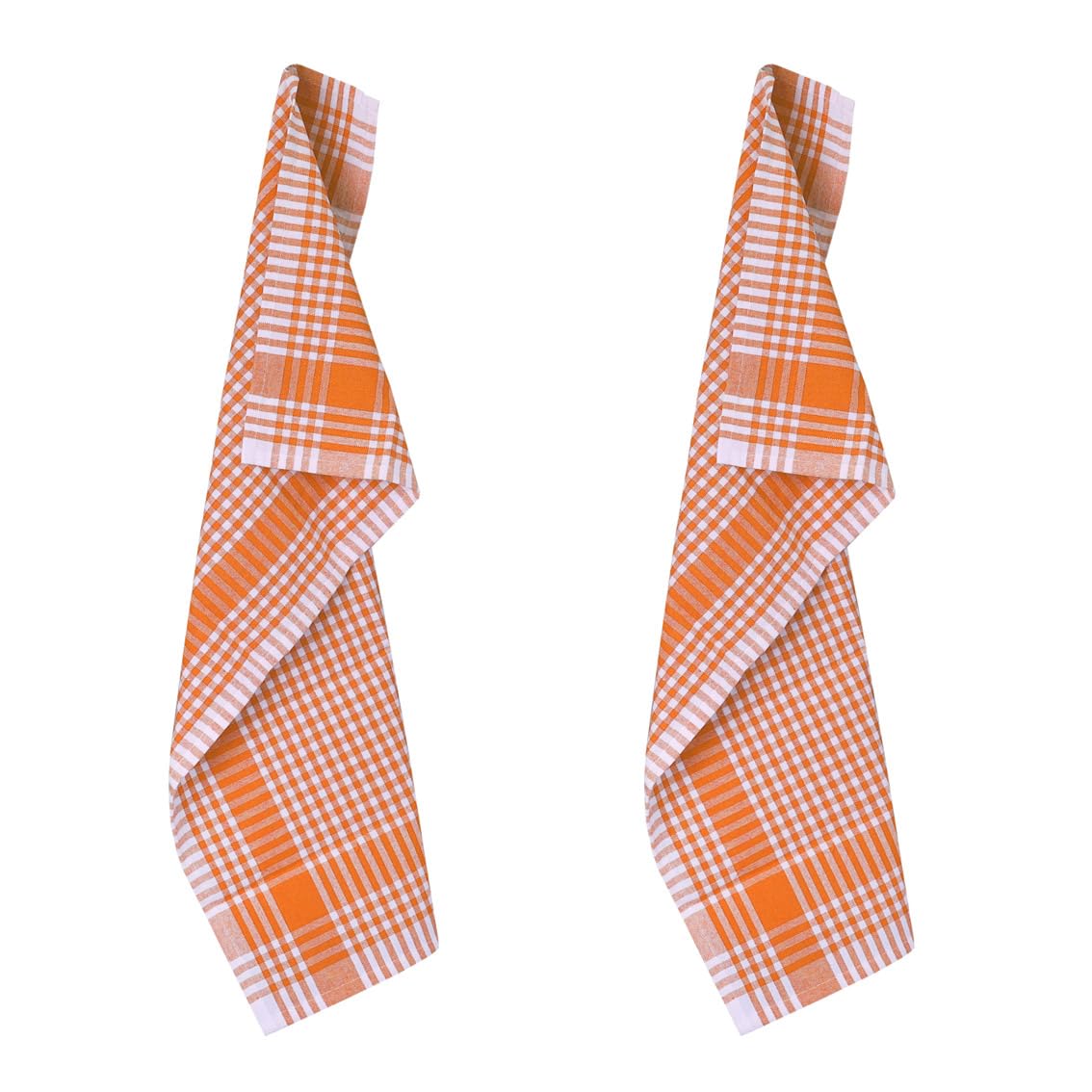 Talking Tables Orange Gingham Kitchen Tea Towels - Set of 2 | 100% Cotton | 45 x 70 cm