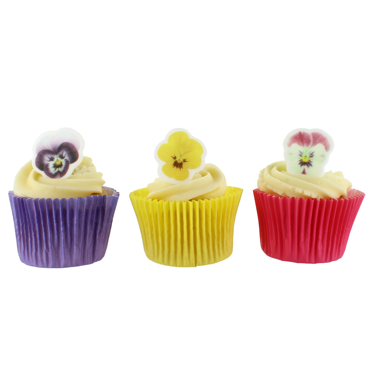 Culpitt Mixed Pansies Edible Cupcake Toppers - 32 Count | 30mm Fondant Decorations 7