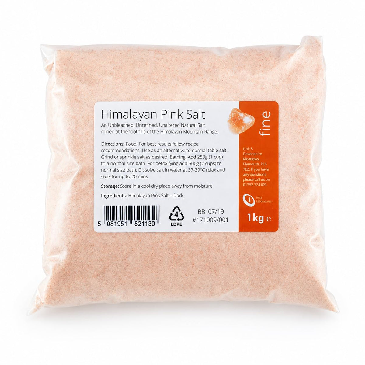 Intralabs Himalayan Pink Salt - Fine Grade, 1kg | Natural & Unrefined | 84 Trace Minerals
