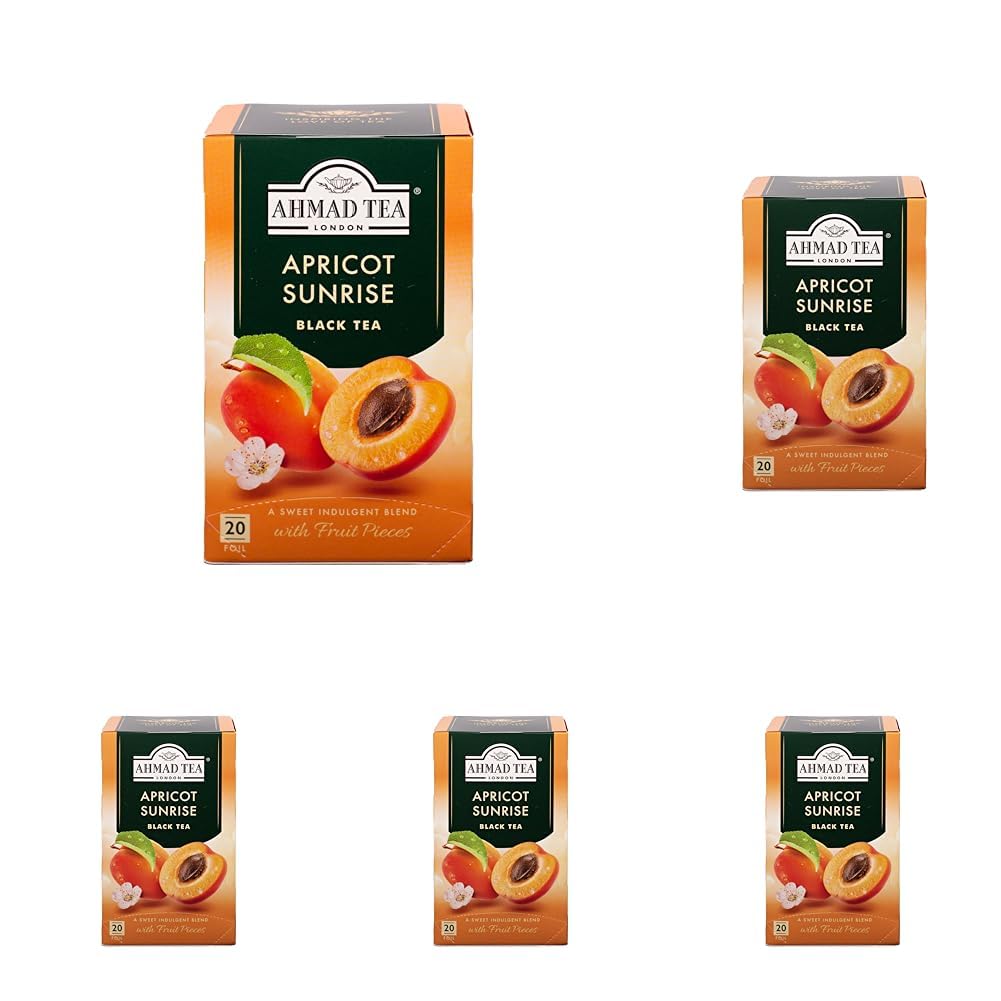 Ahmad Tea Apricot Sunrise Fruit Black Tea - 20 Teabags | 5 Pack | Black Tea, Apricot Flavoring 1