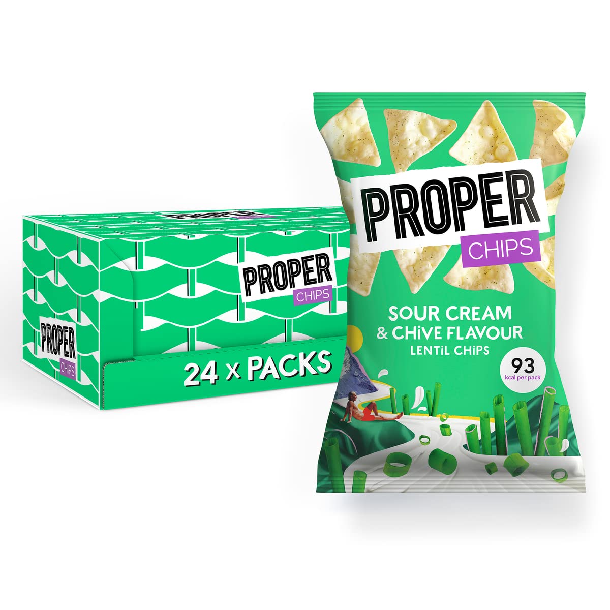 PROPER Lentil Chips Sour Cream & Chives Multipack - Vegan & Gluten Free | 24 Count