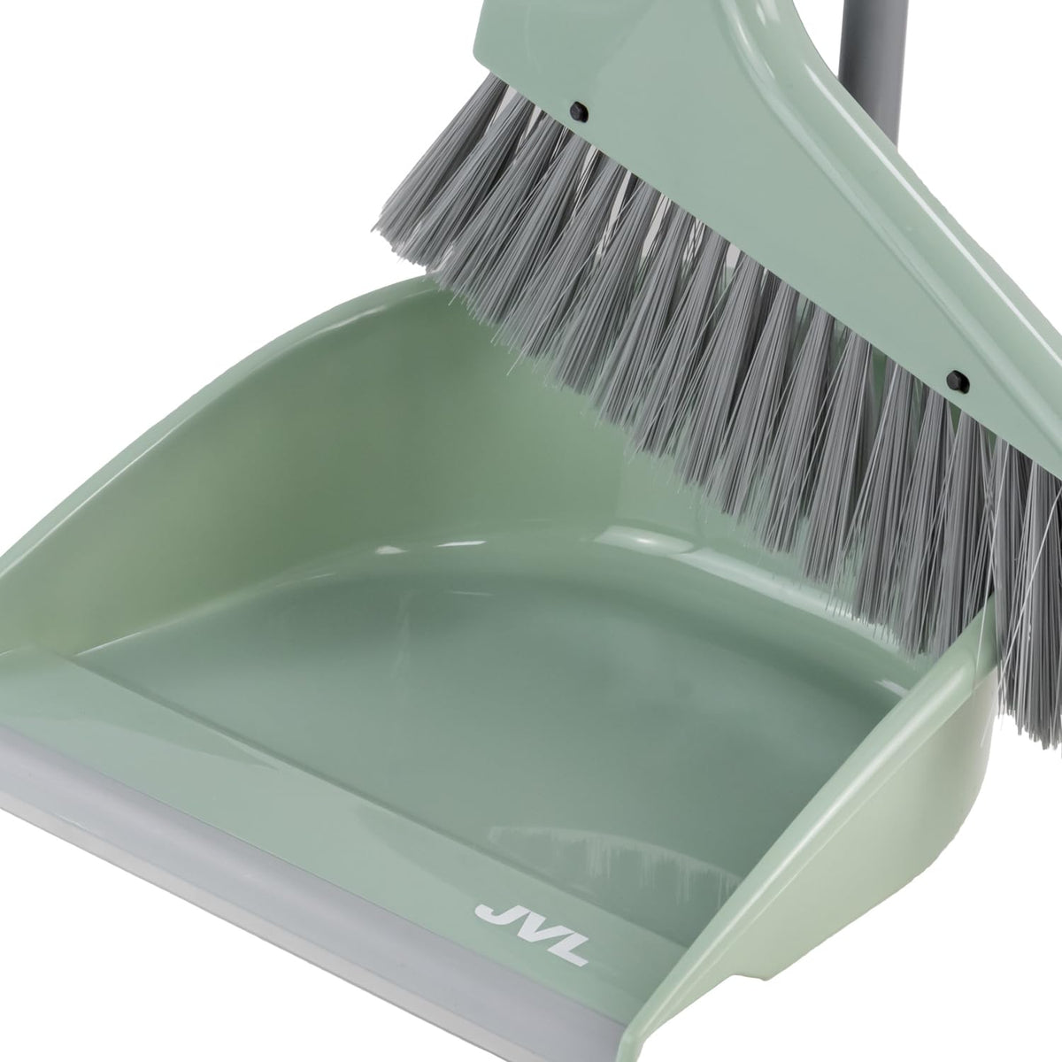 JVL Long Handle Dustpan and Brush Set - Upright Stand Up Cleaning | Grey & Green | H:84cm 6
