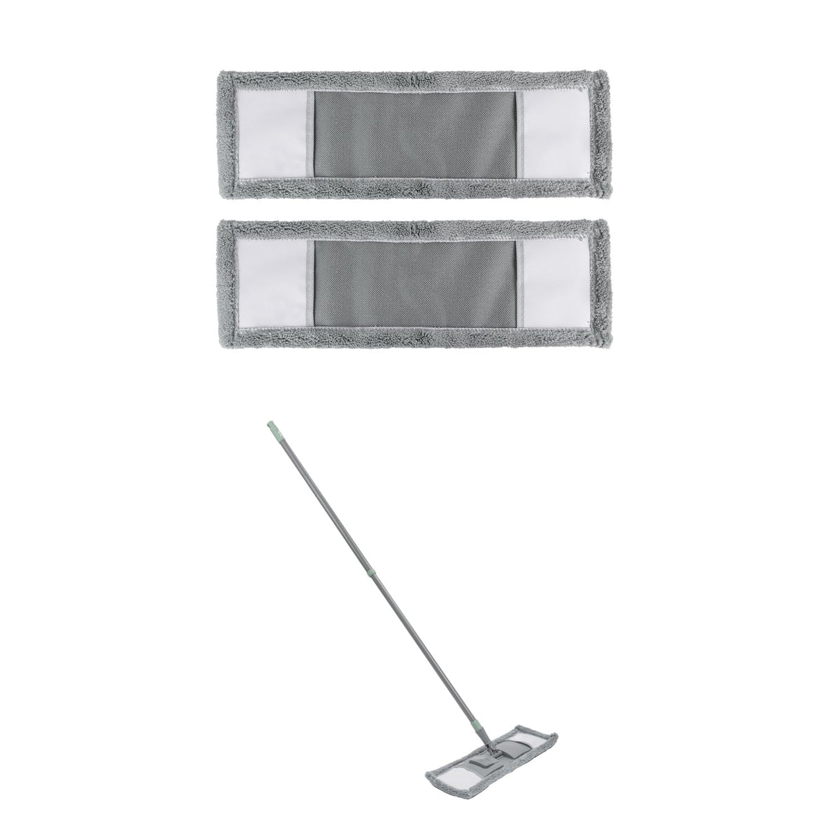 JVL Extended Microfibre Flat Mop - Machine Washable Head | Telescopic Handle | Grey 1