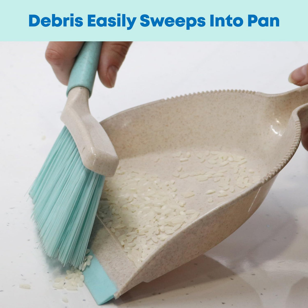 JVL Pro Clean Anti-Bac Mini Dustpan and Brush Set - Silver Phosphate Antibac Protection | Rubber Lip | Slim Handle 3