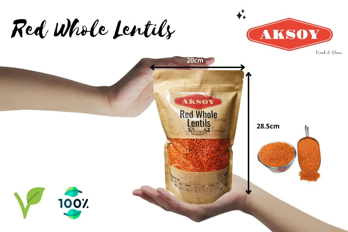 AKSOY Red Whole Lentils - 1.25kg Bag | Suitable for Vegans & Vegetarians | Turkish Origin 7