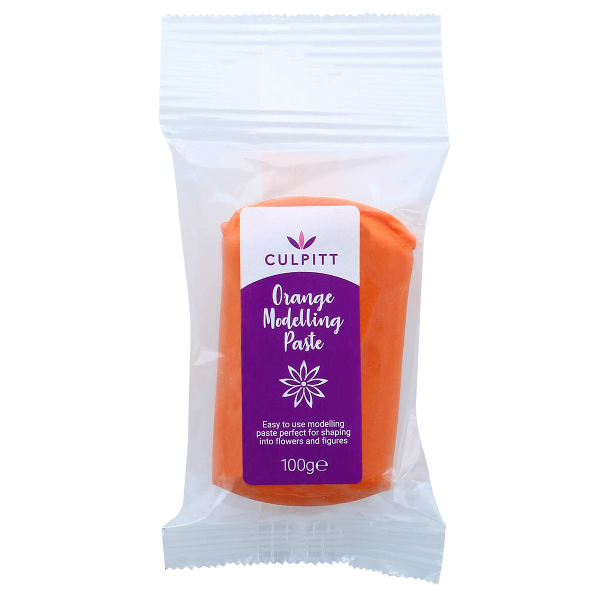 Culpitt Modelling Paste - Orange, Edible Sugarpaste for Cake Decorating, Sets Hard, 100g 1