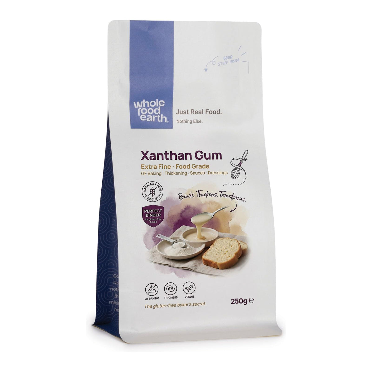 Wholefood Earth Xanthan Gum Powder - Food Grade Thickener | 250g | GMO-Free