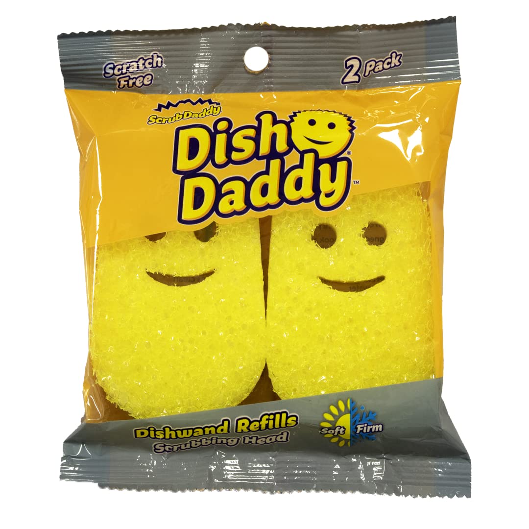 Scrub Daddy Dish Daddy Soap Dispensing Dish Wand - Yellow, 2 Refill Heads Included 5