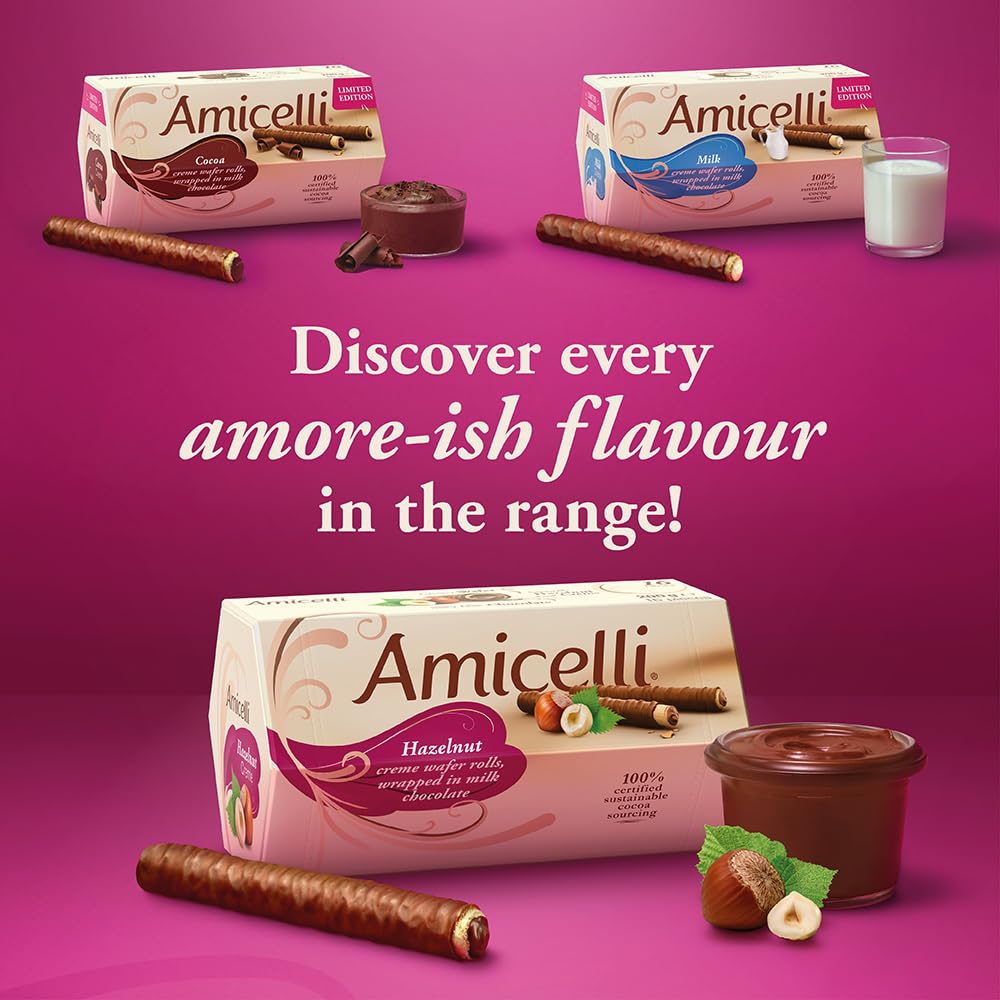 Amicelli Original Hazelnut Crème Wafer Rolls - 600g Pack of 3 6