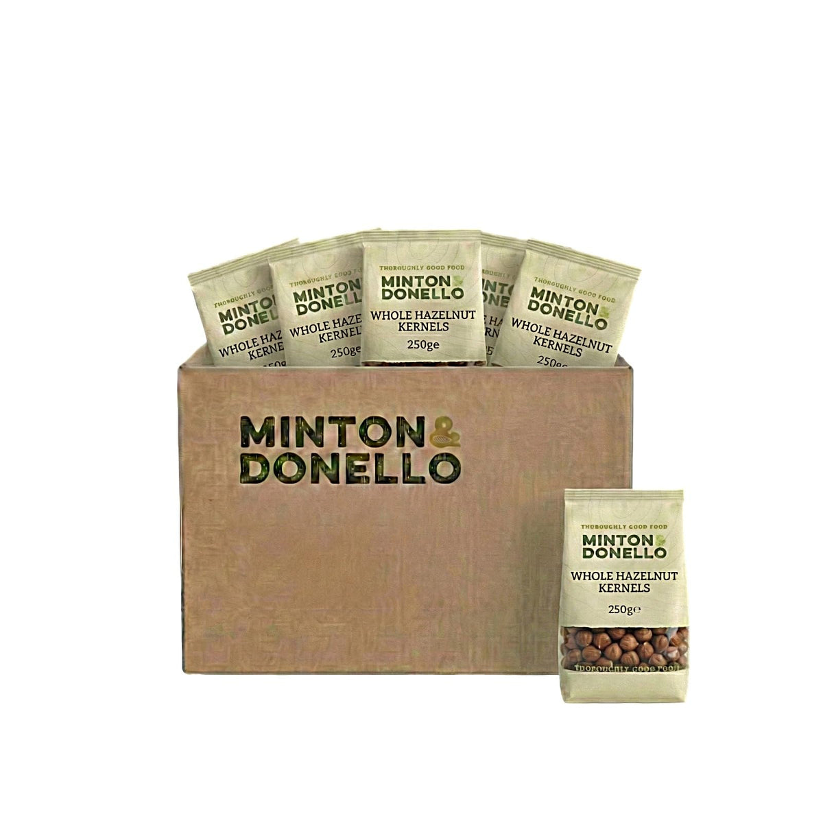 Minton & Donello Whole Hazelnuts - 6 x 250g Bags | Raw, Unsalted, Vegetarian