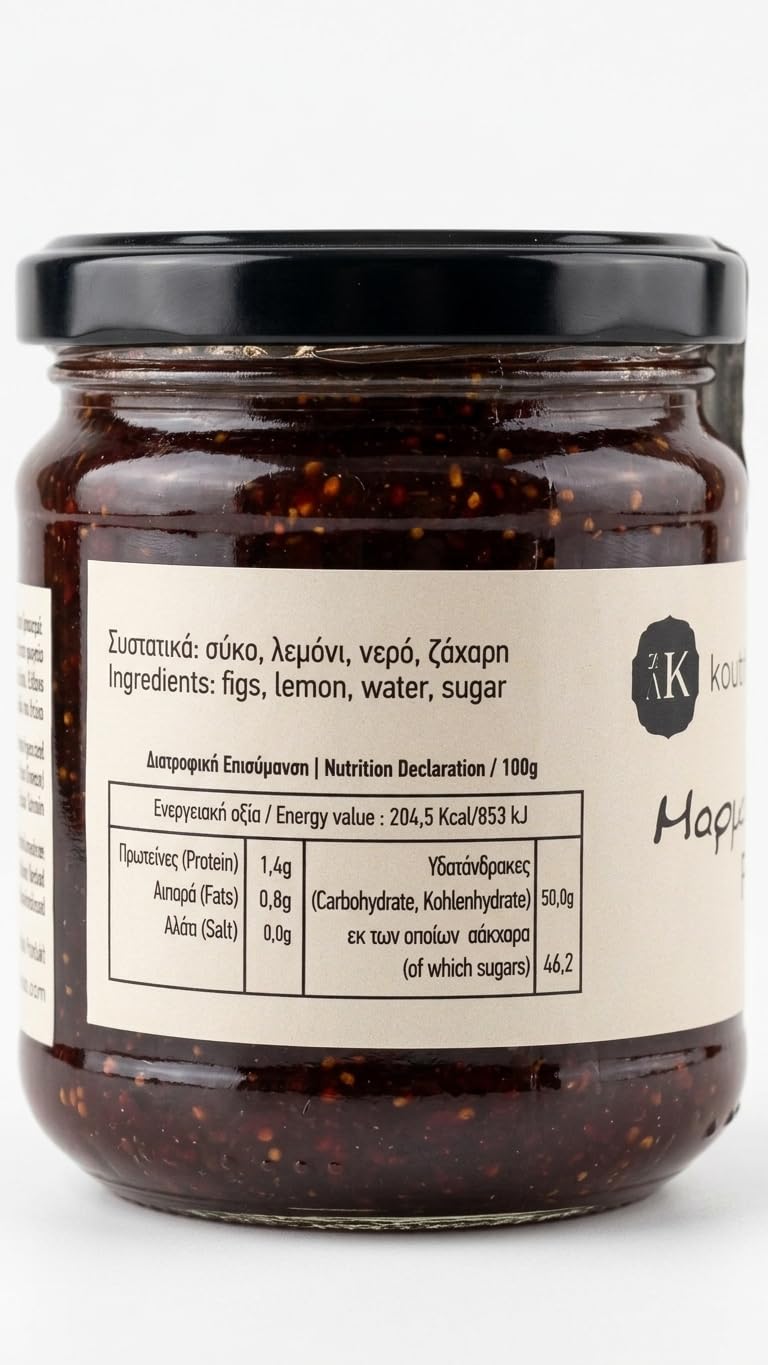 Koutsogiorgakis Family Greek Fig Jam - 100% Smyrni Figs, Sweet & Tangy, Vegan - 2 x 230g Jars 3
