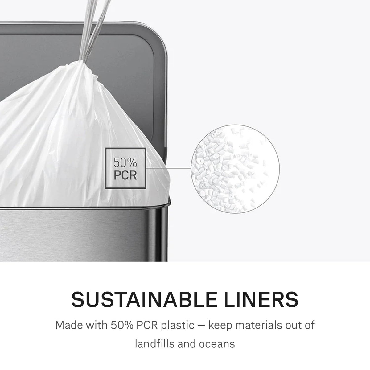 simplehuman Code P Custom Fit Bin Liners - 60L Capacity, White Plastic, 20 Count 4