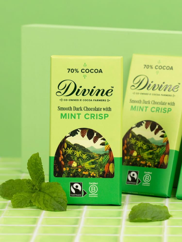 Divine 70% Cocoa Dark Chocolate with Mint Crisp Bar - 15 x 90g Bars 4