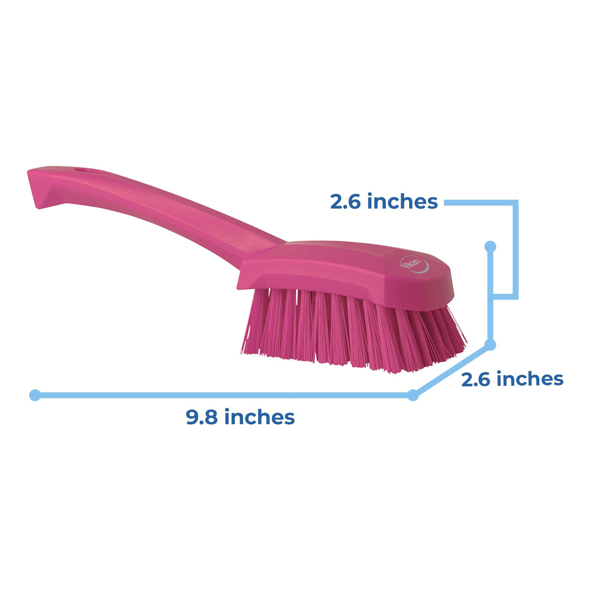 Vikan 41921 Stiff Bristle Hand Brush - Ergonomic Grip | FDA Compliant | Pink