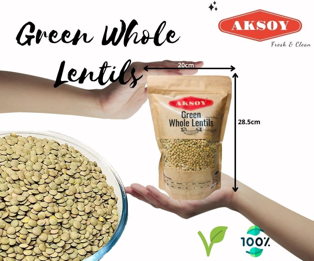 AKSOY Green Whole Lentils - 1.25 kg | Nutty Flavour | Firm Texture | Resealable Pouch 4
