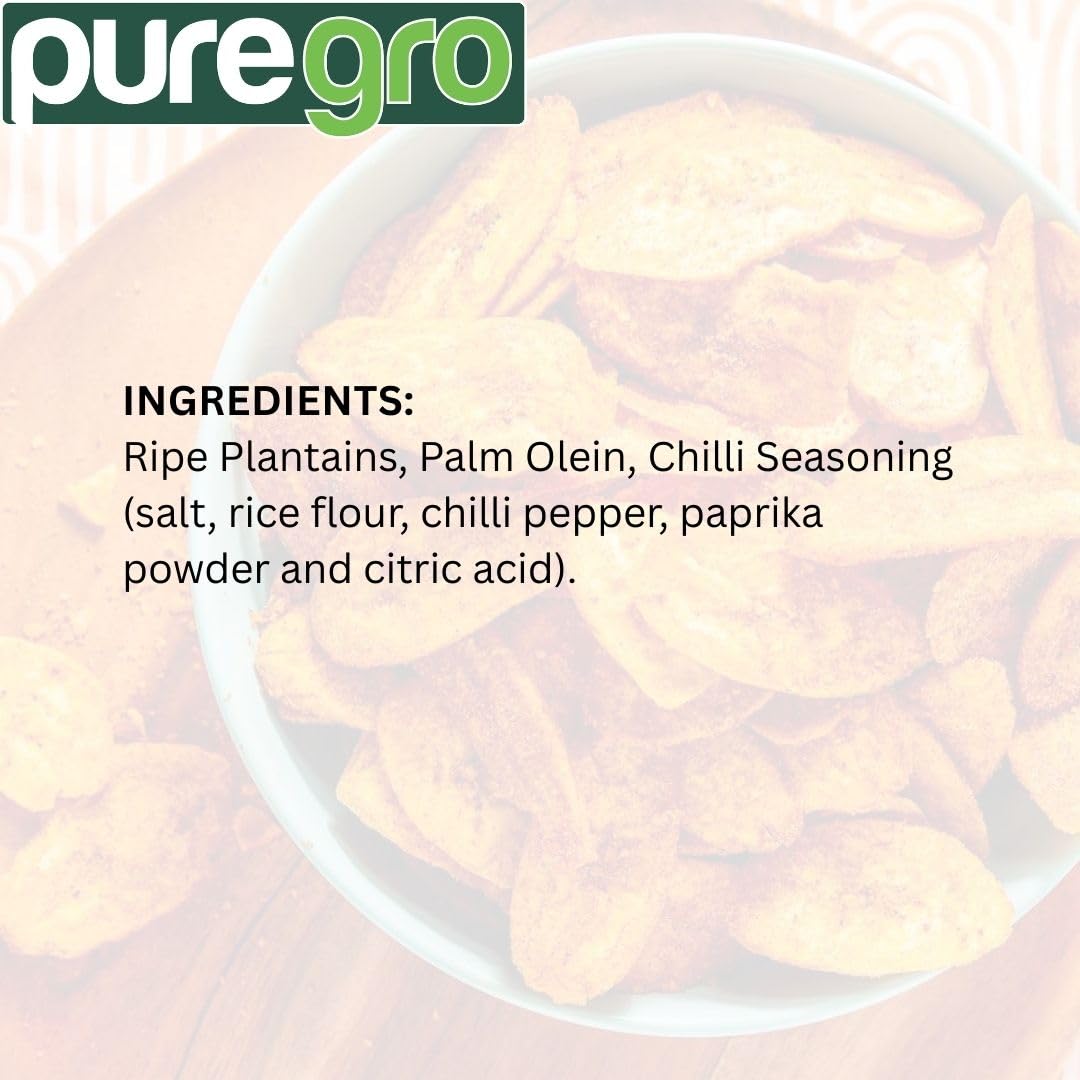 Puregro Plantain Chips with Chilli - Spicy Snack Multipack | 24 x 60g 6