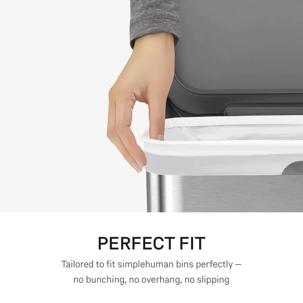 simplehuman Code P Custom Fit Bin Liners - 60L Capacity, White Plastic, 20 Count 2