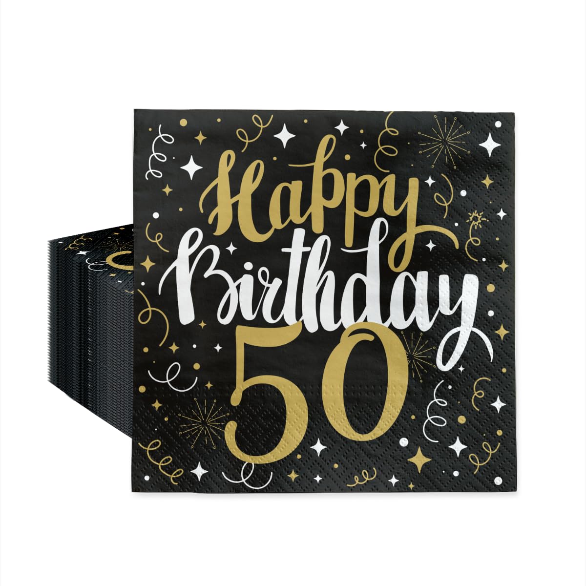 PAW Decor Collection Paper Napkins - Gold Birthday 50 Design | 33 x 33 cm | 20 Pack 1