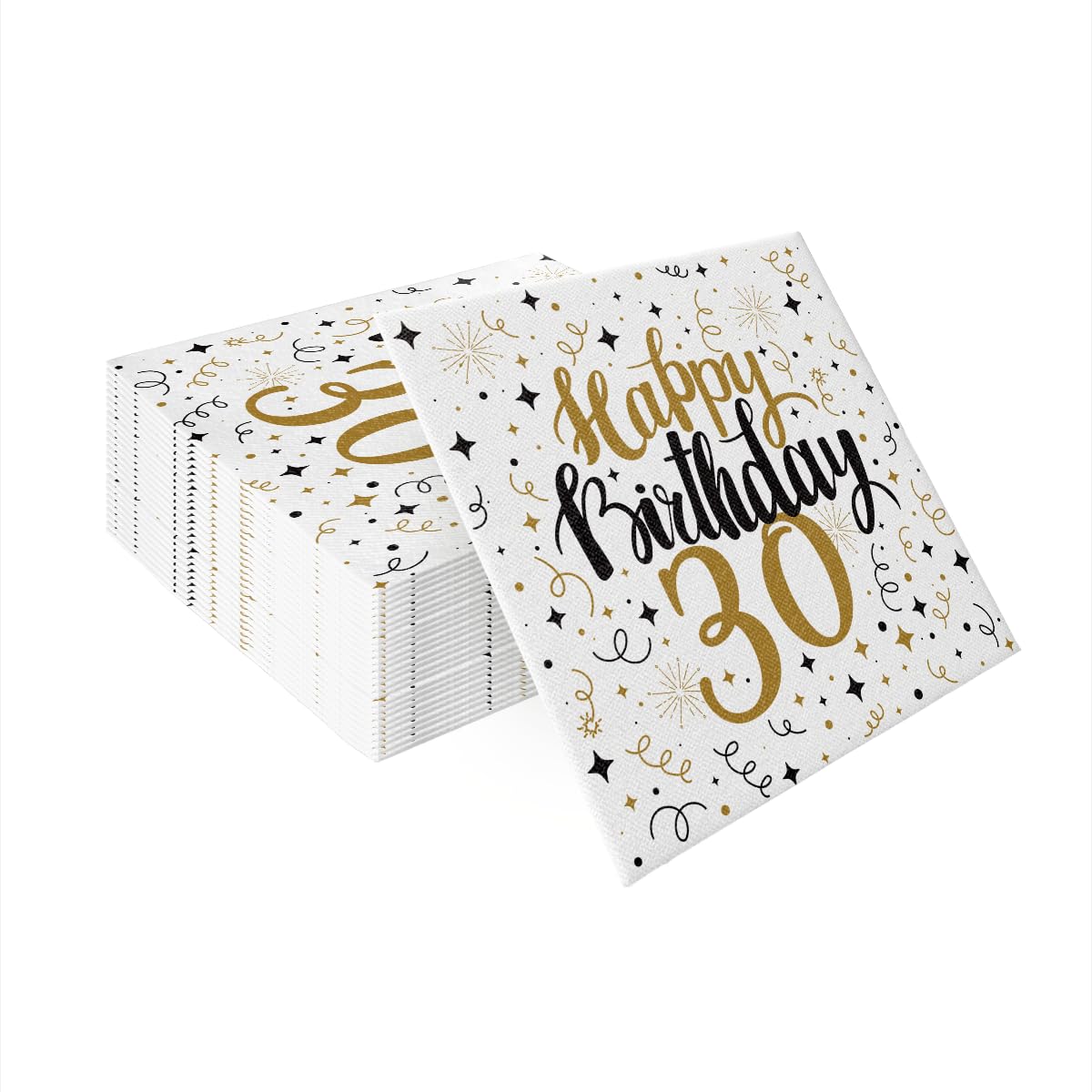 PAW Decor Collection Linen Feel Napkins - 40 x 40 cm, 50 Pack, Gold Birthday 30