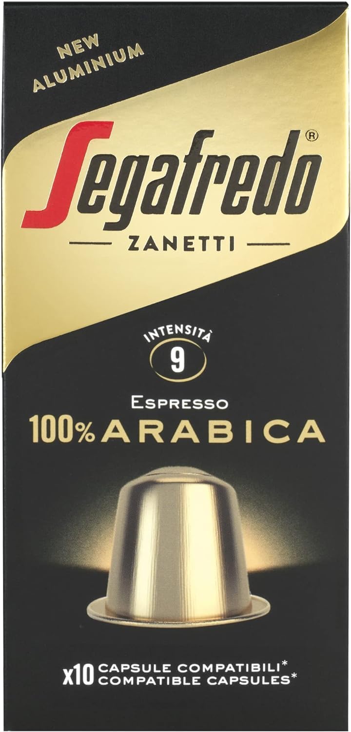 Segafredo Zanetti 100 Aluminum Capsules - 100% Arabica Coffee | Light Roast | Compatible with Nespresso