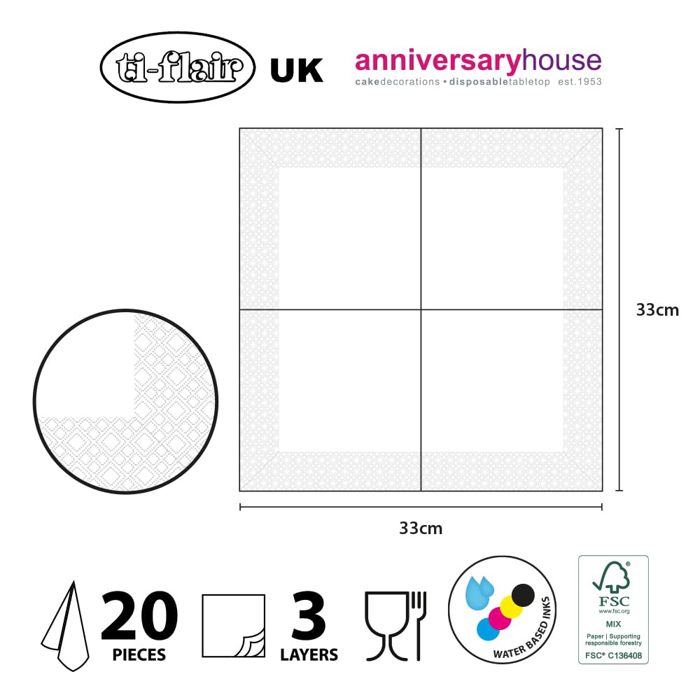 Anniversary House Holly and Mistletoe Napkins - 3 Ply, 33cm, 20 Pack 3