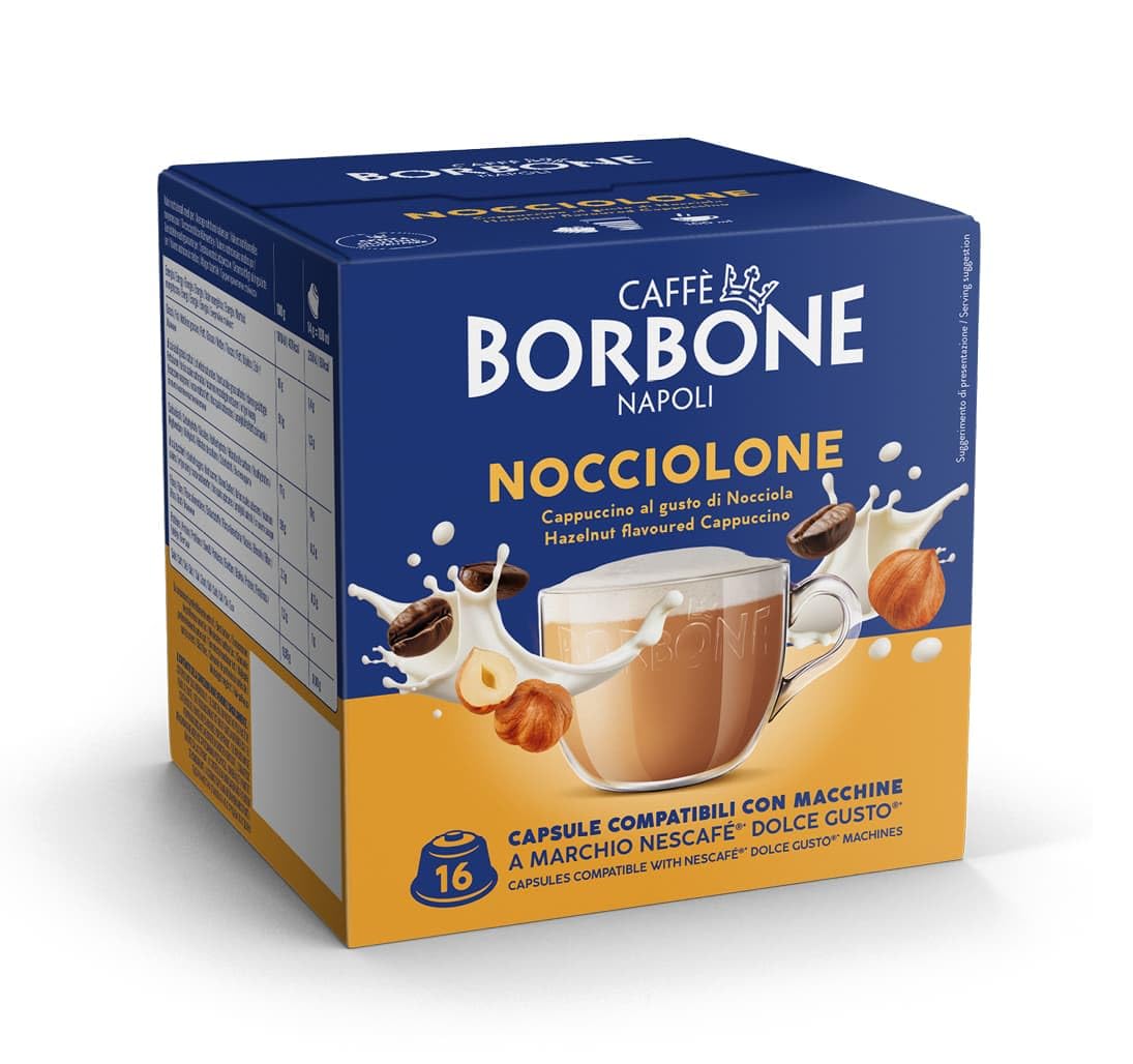Caffè Borbone Nocciolone Cappuccino Pods - 64 Capsules | Hazelnut Flavor | Dolce Gusto Compatible