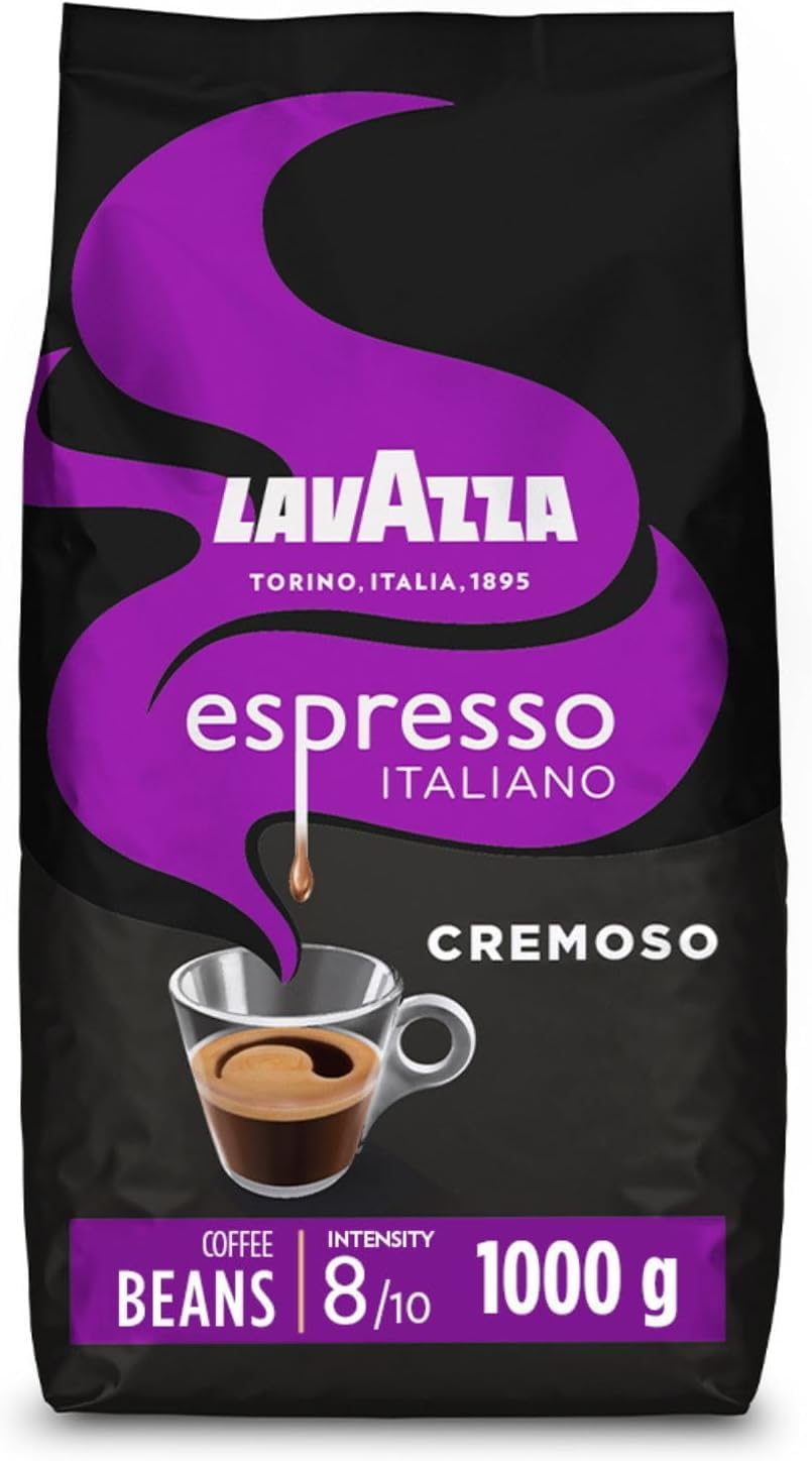 Lavazza Espresso Cremoso Whole Coffee Beans - 1kg Pack, Medium Roast, 100% Arabica