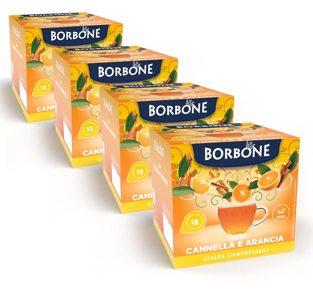 Caffè Borbone Orange and Cinnamon Infusion - 72 Pods | ESE System Compatible | Decaf Herbal Tea