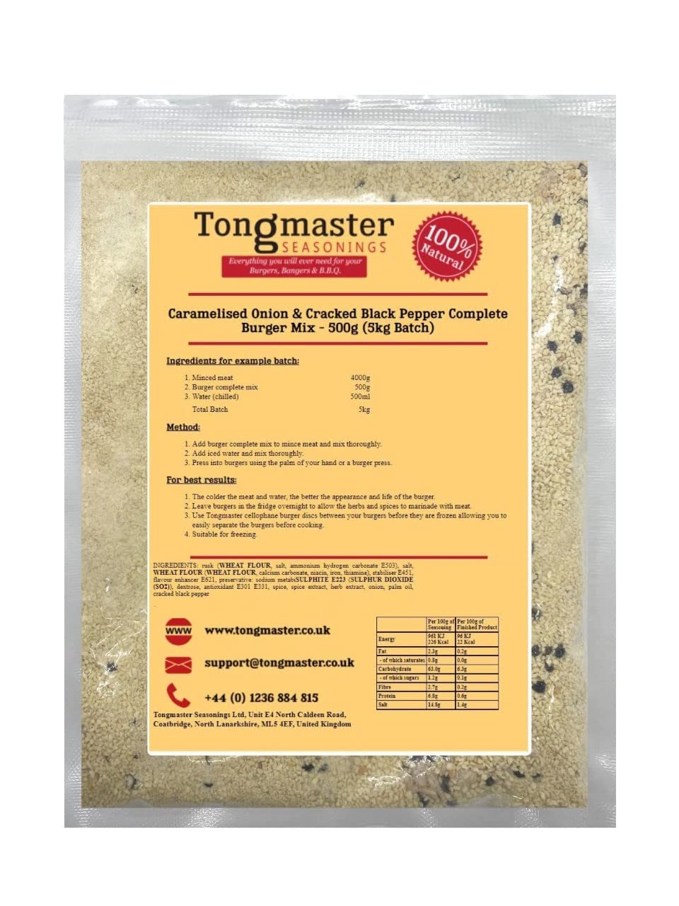 Tongmaster Caramelised Onion & Cracked Black Pepper Burger Seasoning - 500g