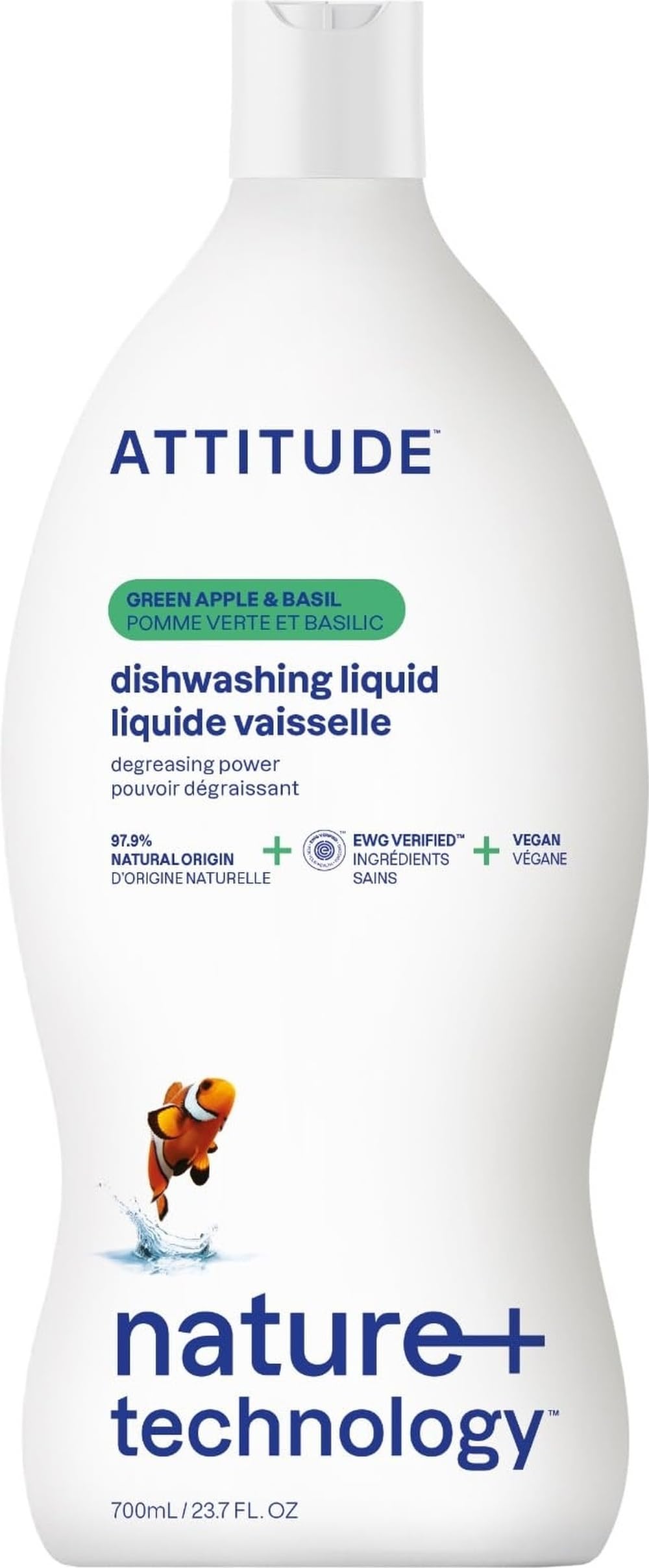ATTITUDE Washing-Up Liquid - EWG Verified, Cuts Grease, Gentle on Hands | 700 ml