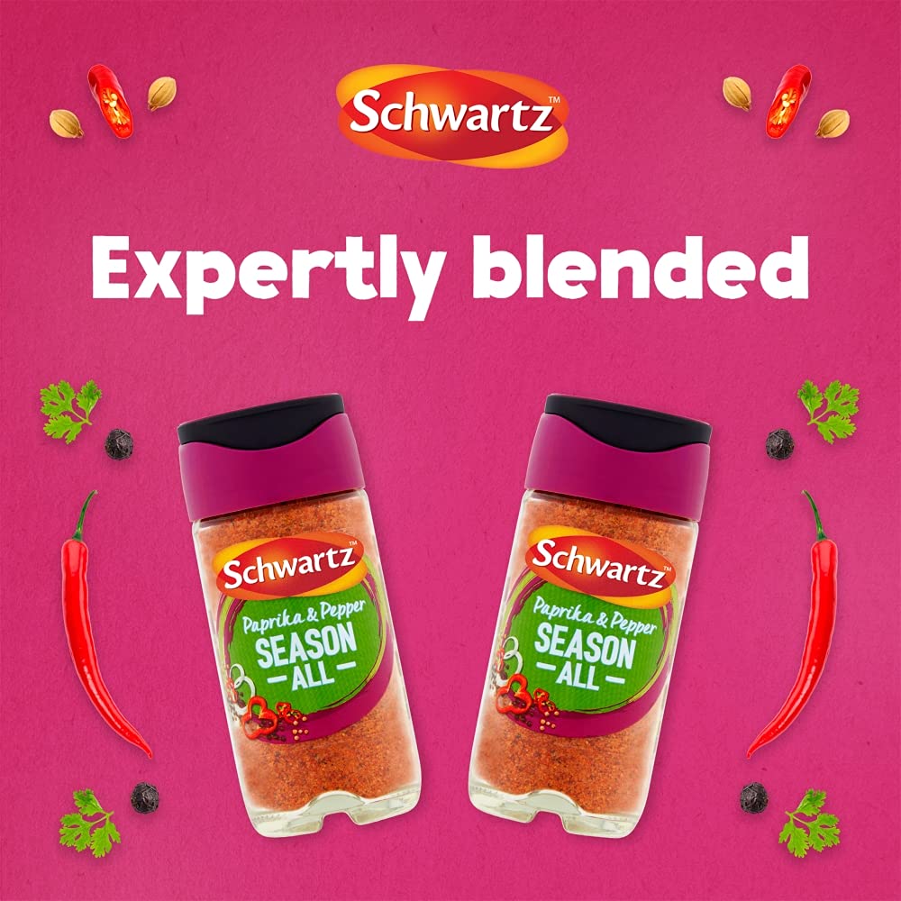Schwartz Season All Salt, Paprika & Pepper - Expertly Blended Seasoning | 70g Jar (Pack of 6)