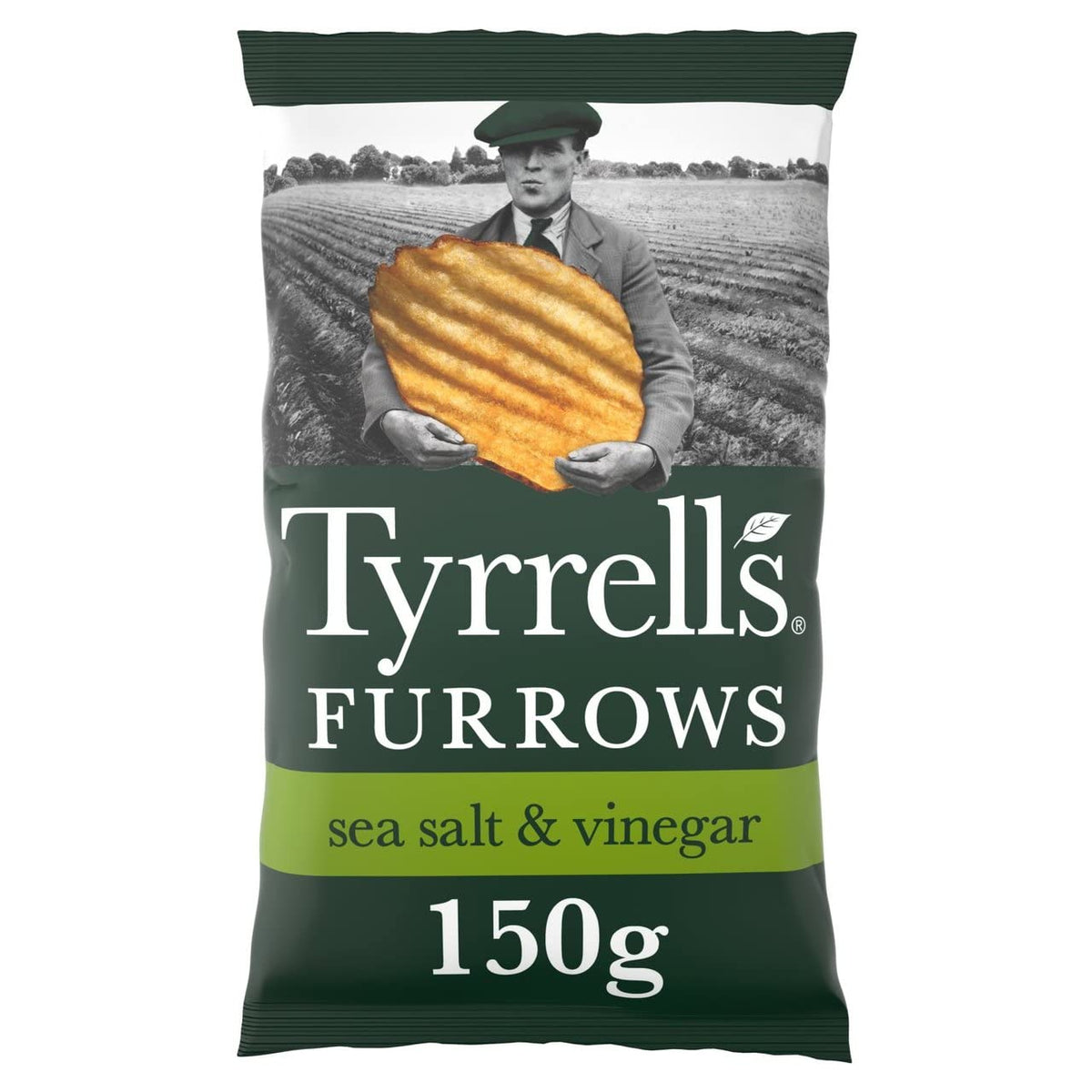 Tyrrells Sea Salt & Vinegar Furrows Crisps - Handcooked, Small Batch | 150g (Pack of 4) 2