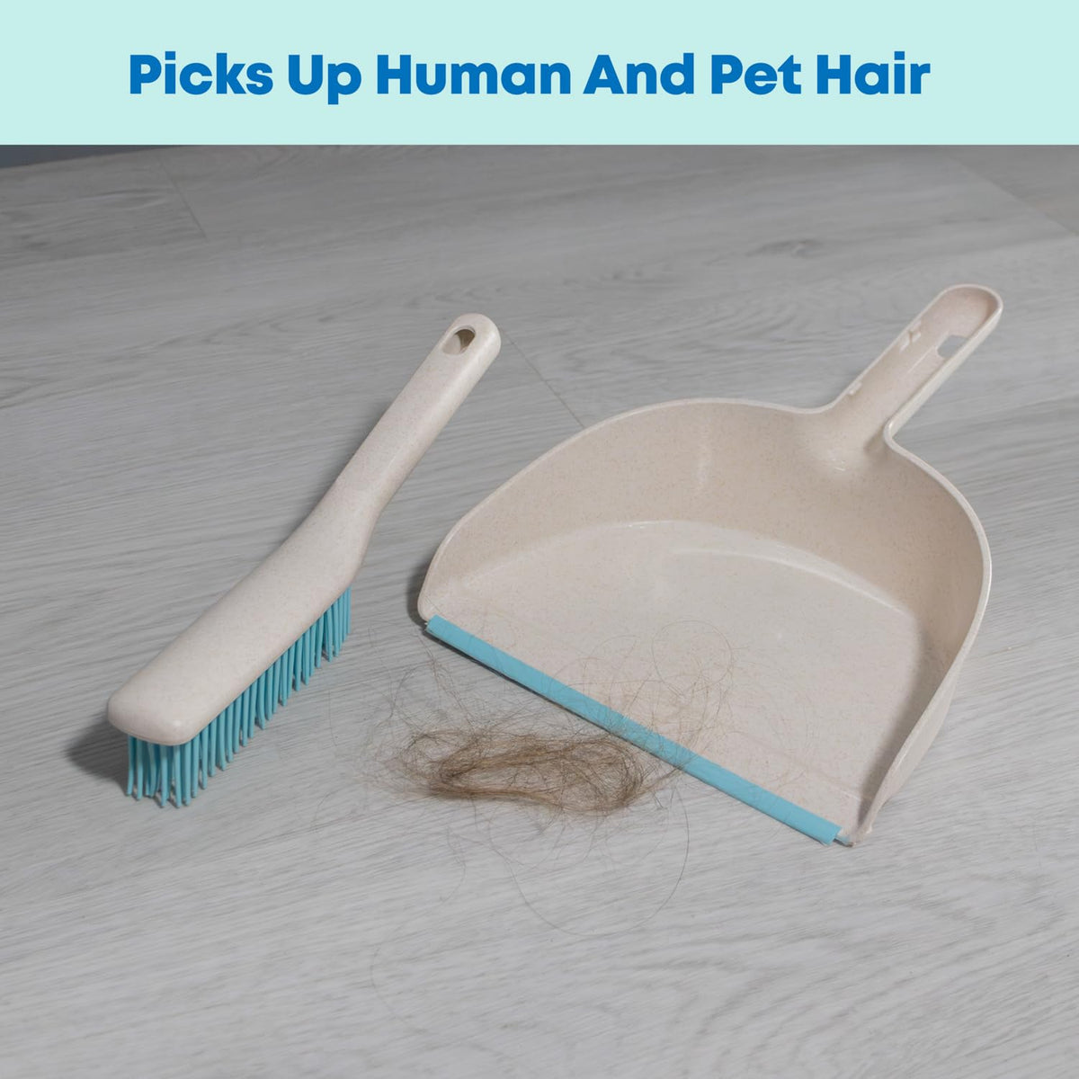 JVL Pro Clean Anti-Bac Dustpan and Brush Set with Rubber Bristles | Antibacterial | Blue 5