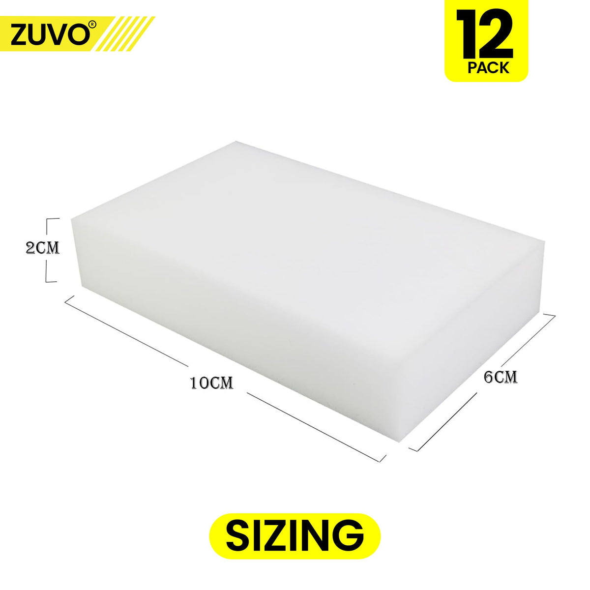 Zuvo Magic Eraser Sponge - Heavy-Duty Cleaning, 12-Pack