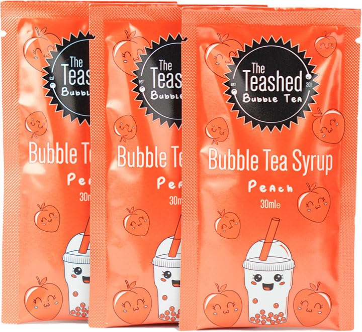 The TeaShed Bubble Tea Kit - 6 Servings of Fruit Flavored Boba & Syrup 6