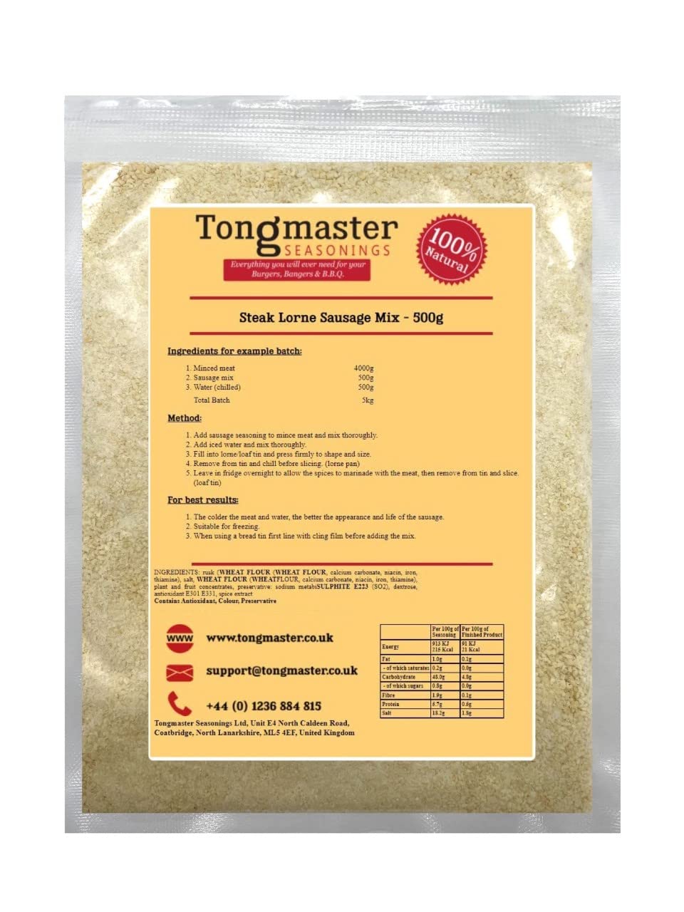 Tongmaster Steak Lorne Sausage Complete Mix - 500g 1