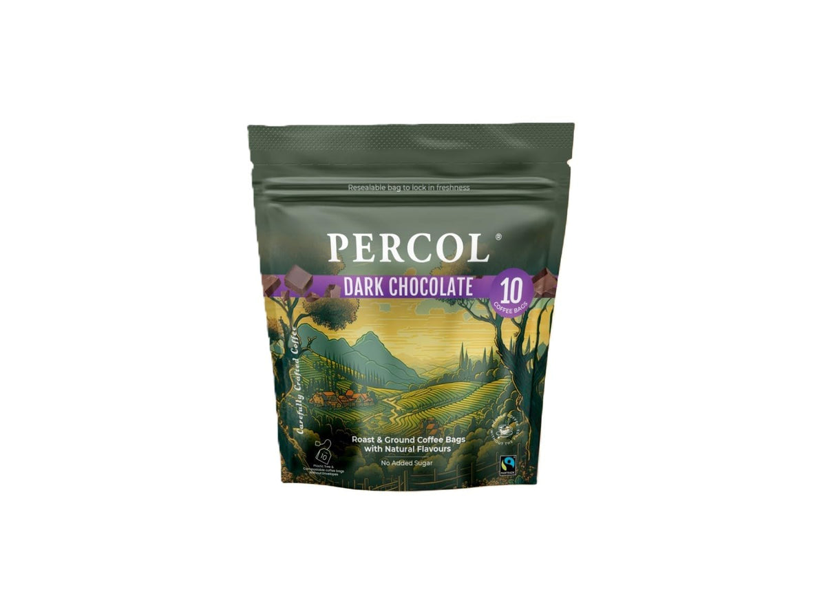 PERCOL Assorted Flavoured Ground Coffee Bags - Caramel, Chocolate & Vanilla | 3 Flavours | 240g (Pack of 3) 3
