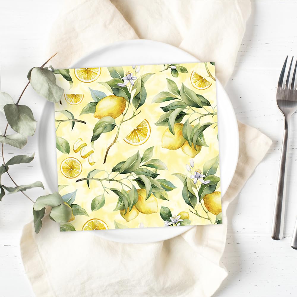 Anniversary House Tiflair Yellow Lemons Lunch Napkins - 3-Ply Paper, 13" x 13", 20 Count 5