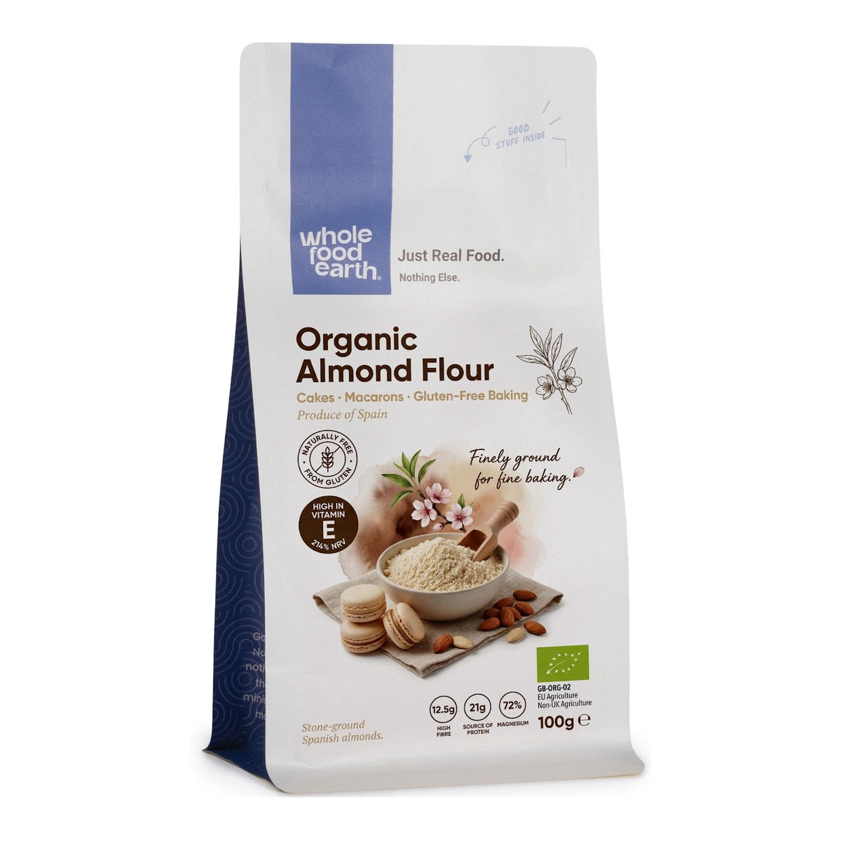 Wholefood Earth Organic Ground Almonds - Raw, Vegan | 100g
