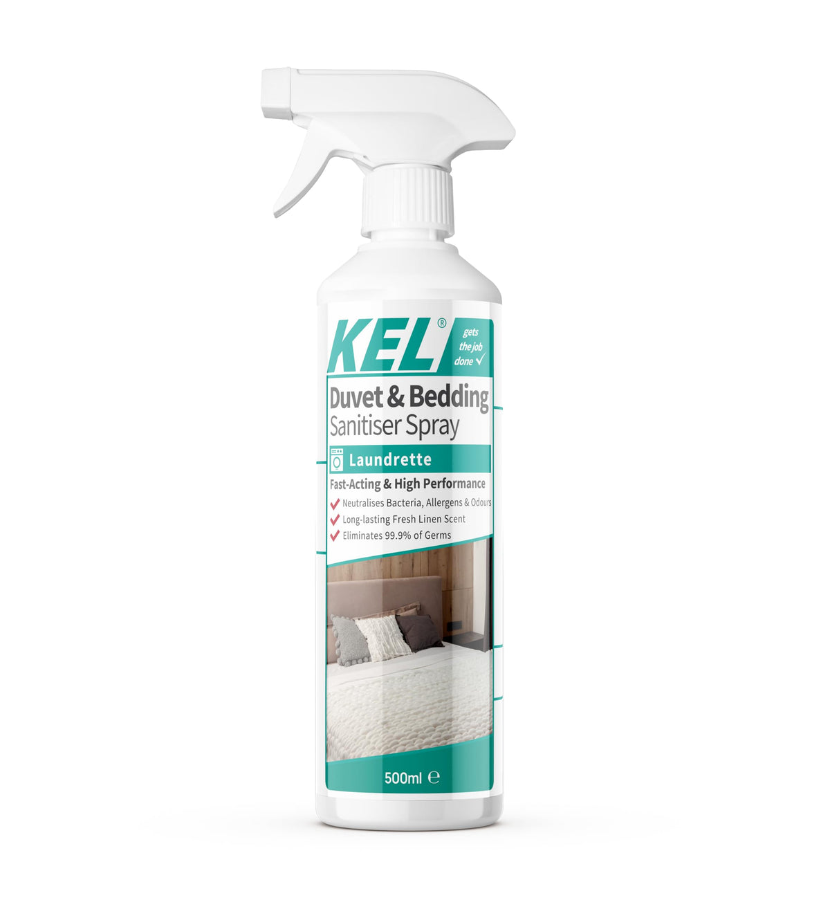 KEL Fast-Acting Duvet & Bedding Sanitiser Spray - Eliminates 99.9% of Germs | 500ml | Linen Scent