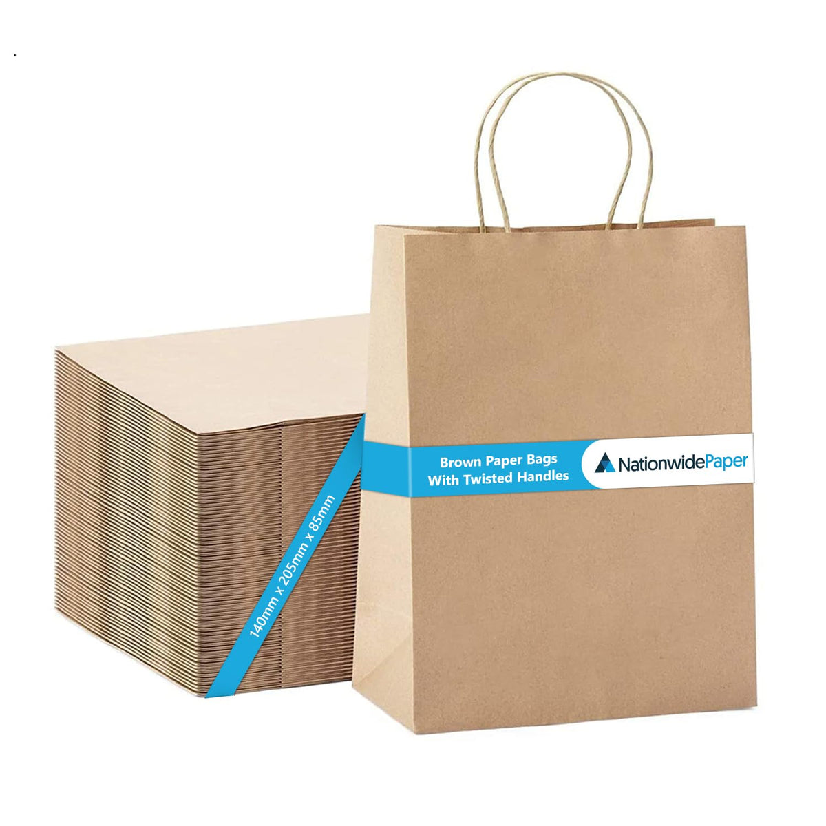 Nationwide Paper Extra Small Brown Paper Bags with Handles - Pack of 30 1