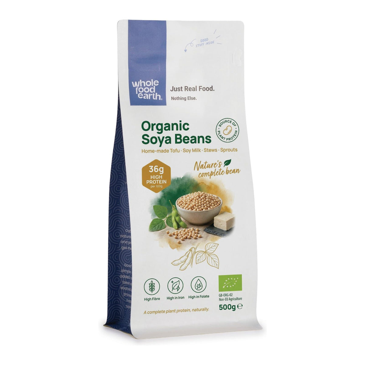 Wholefood Earth Organic Soya Beans - High Protein | High Fibre | 500g