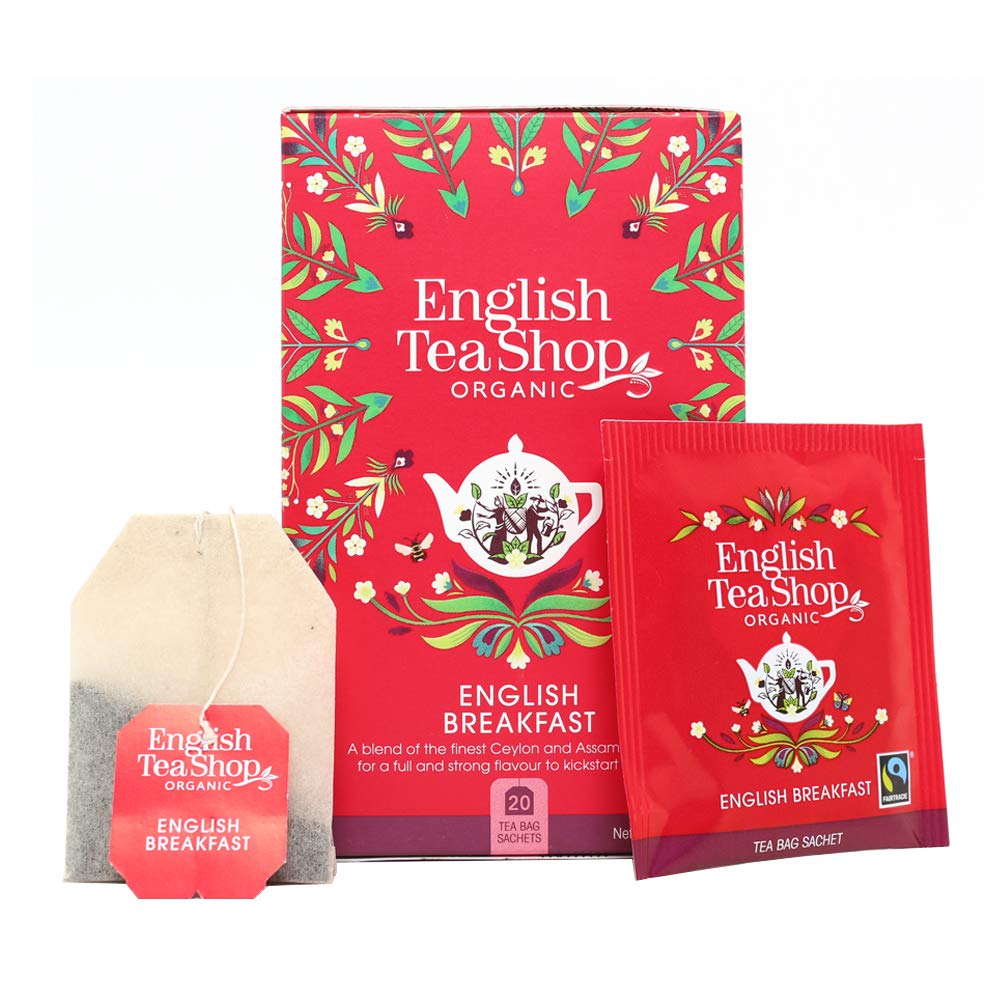 English Tea Shop English Breakfast Tea - Organic Ceylon Black Tea, 20 Sachets per Box, Pack of 3 1