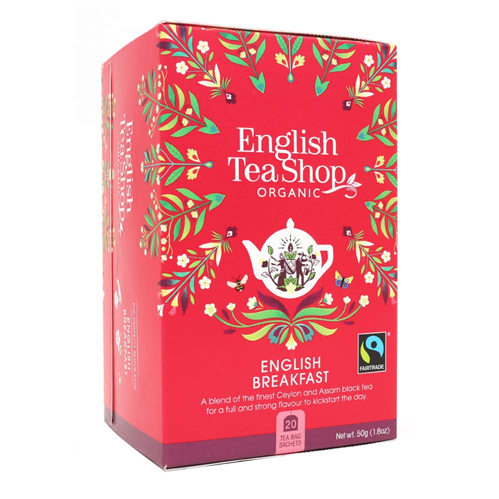 English Tea Shop English Breakfast Tea - Organic Ceylon Black Tea, 20 Sachets per Box, Pack of 3 5